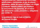 Siguen cerradas las plazas, plazoletas, Balneario, pistas de salud y Camino a la Virgen