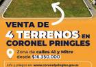 Oportunidad: Venta de 4 terrenos en la ciudad de Coronel Pringles