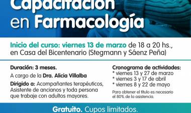 Este viernes inicia el Curso de Farmacología
