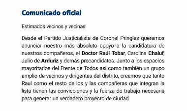 Comunicado del Partido Justicialista