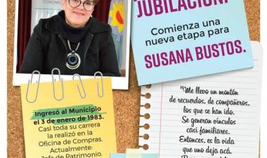 Comienza una nueva etapa para Susana Bustos, dado que el 31 de agosto es su último día en funciones