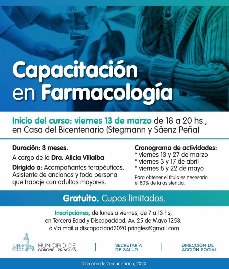 Este viernes inicia el Curso de Farmacología