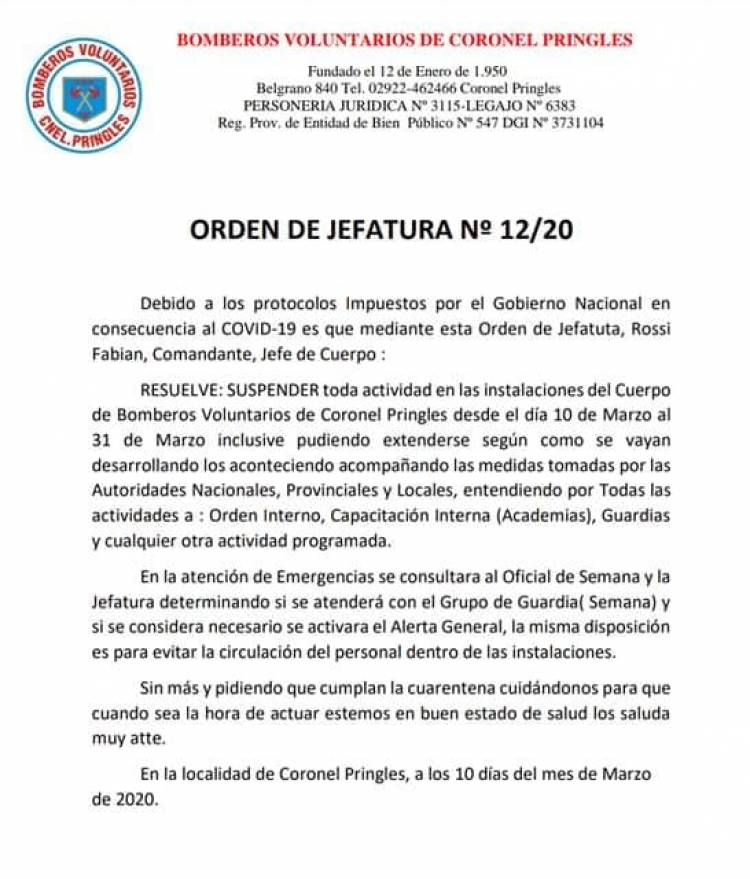 Orden de Jefatura para garantizar los servicios