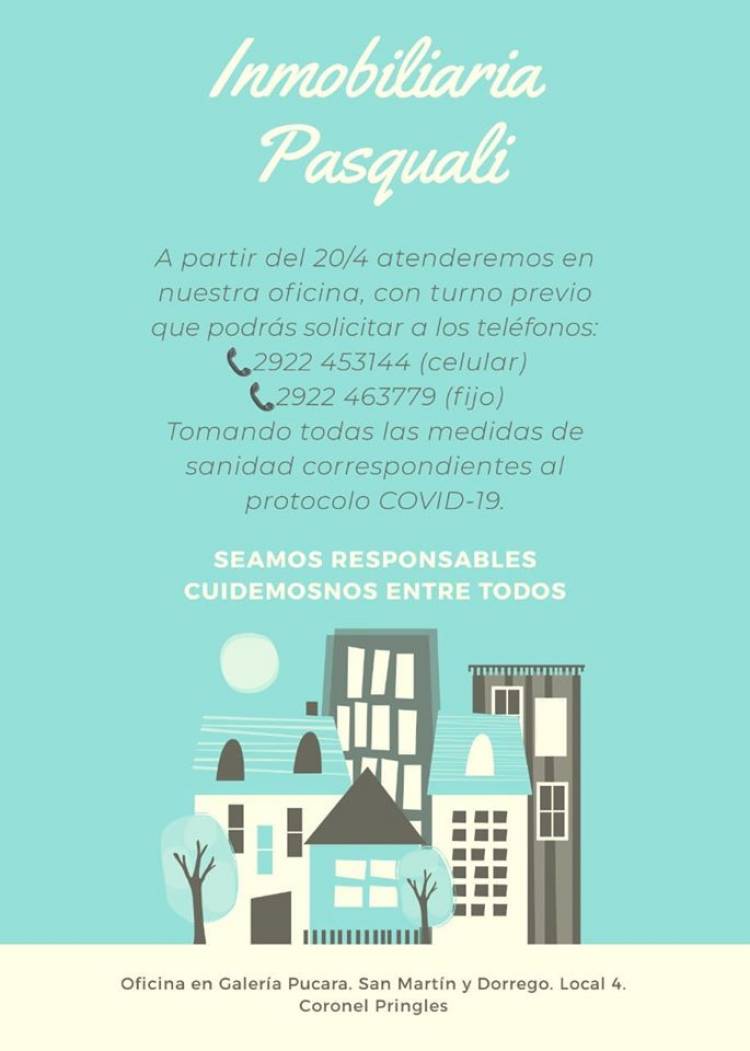 Atención de la Inmobiliaria Pasquali en Cuarentena
