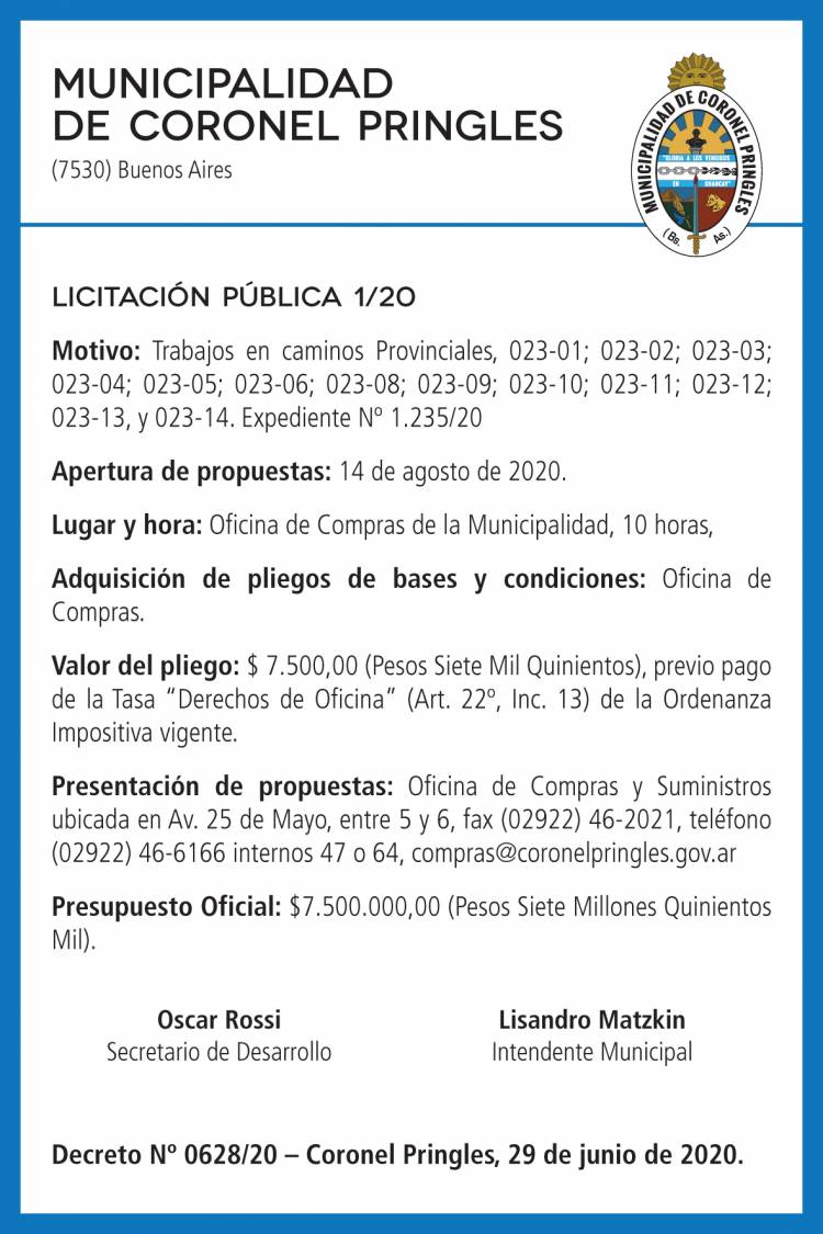 Licitación Pública N° 1/20