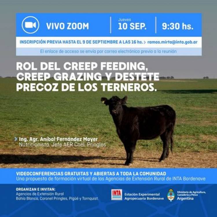 Charla de INTA: "Rol del creep feeding, creep grazing y destete precoz de los terneros"