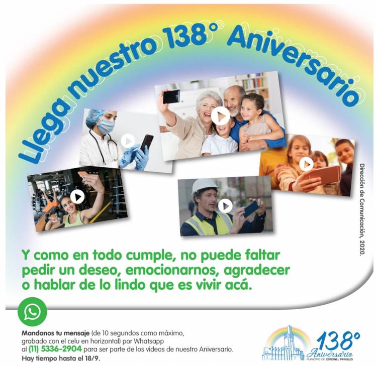 138° Aniversario: Invitan a vecinos a enviar un Video mensaje
