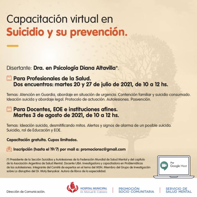 Capacitación Virtual en Suicidio y su prevención
