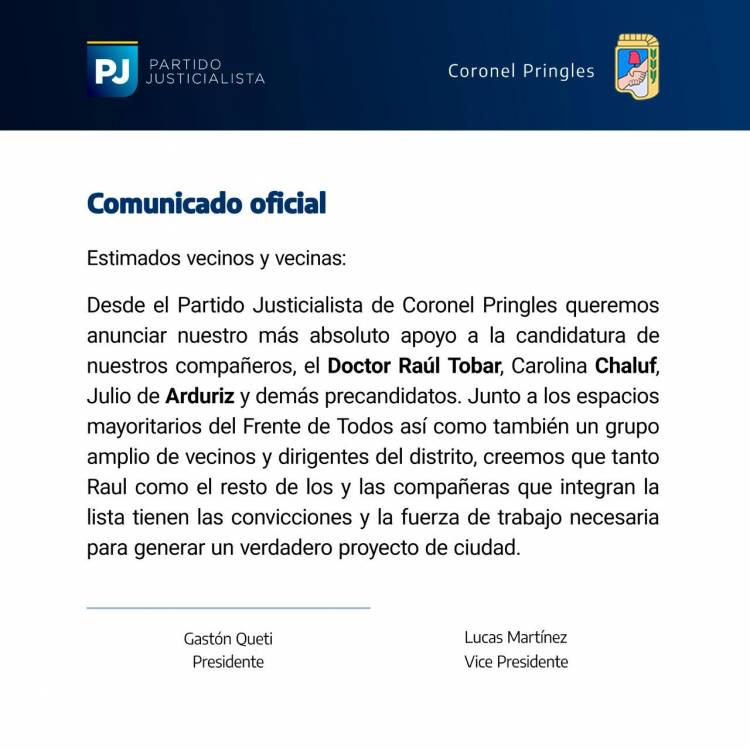 Comunicado del Partido Justicialista