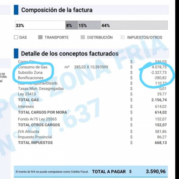 Gas: "El descuento por zona fría se realizó completo"