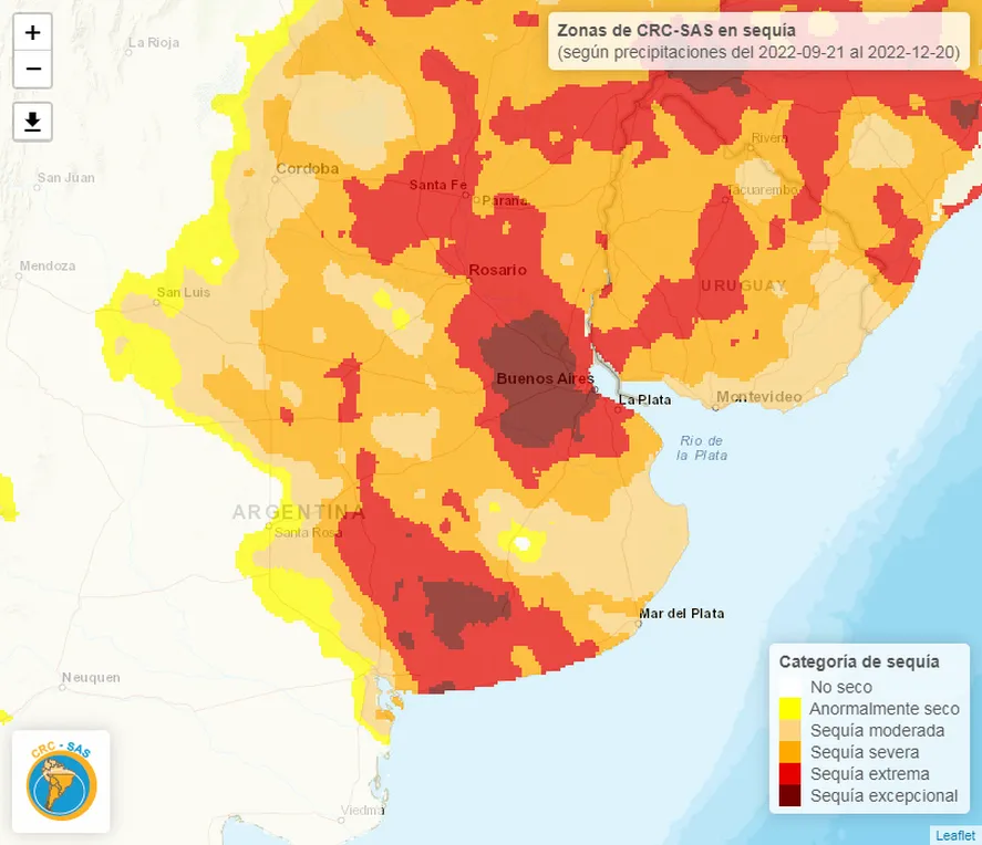 Cómo es el mapa de la sequía en la provincia de Buenos Aires