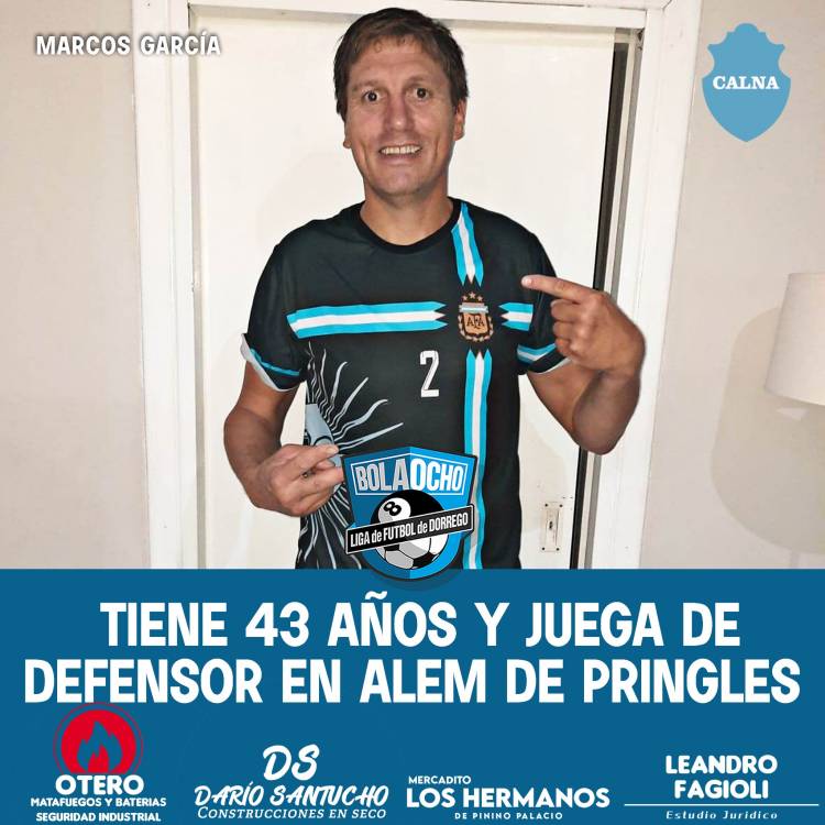 Tiene 43 años y juega de defensor en Alem de Pringles