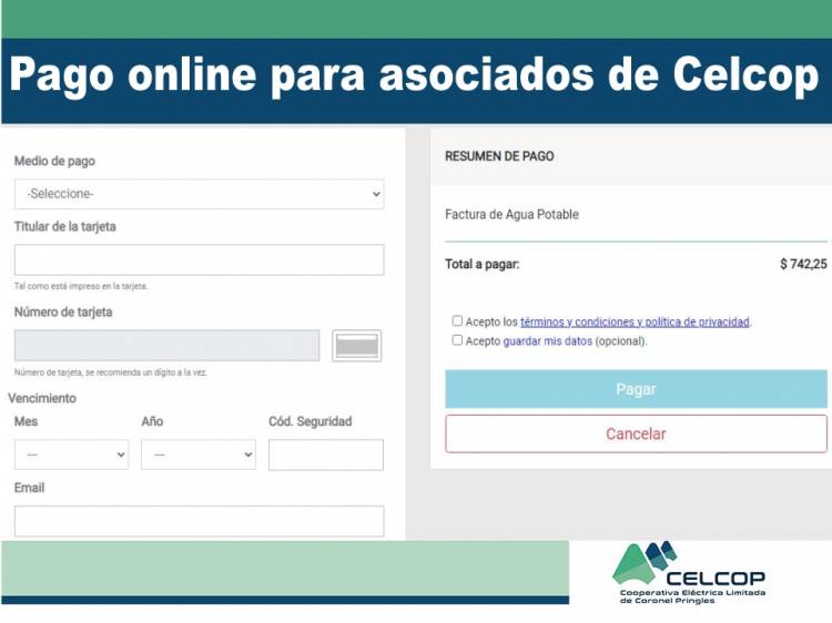 Celcop pone en marcha el pago online para sus asociados