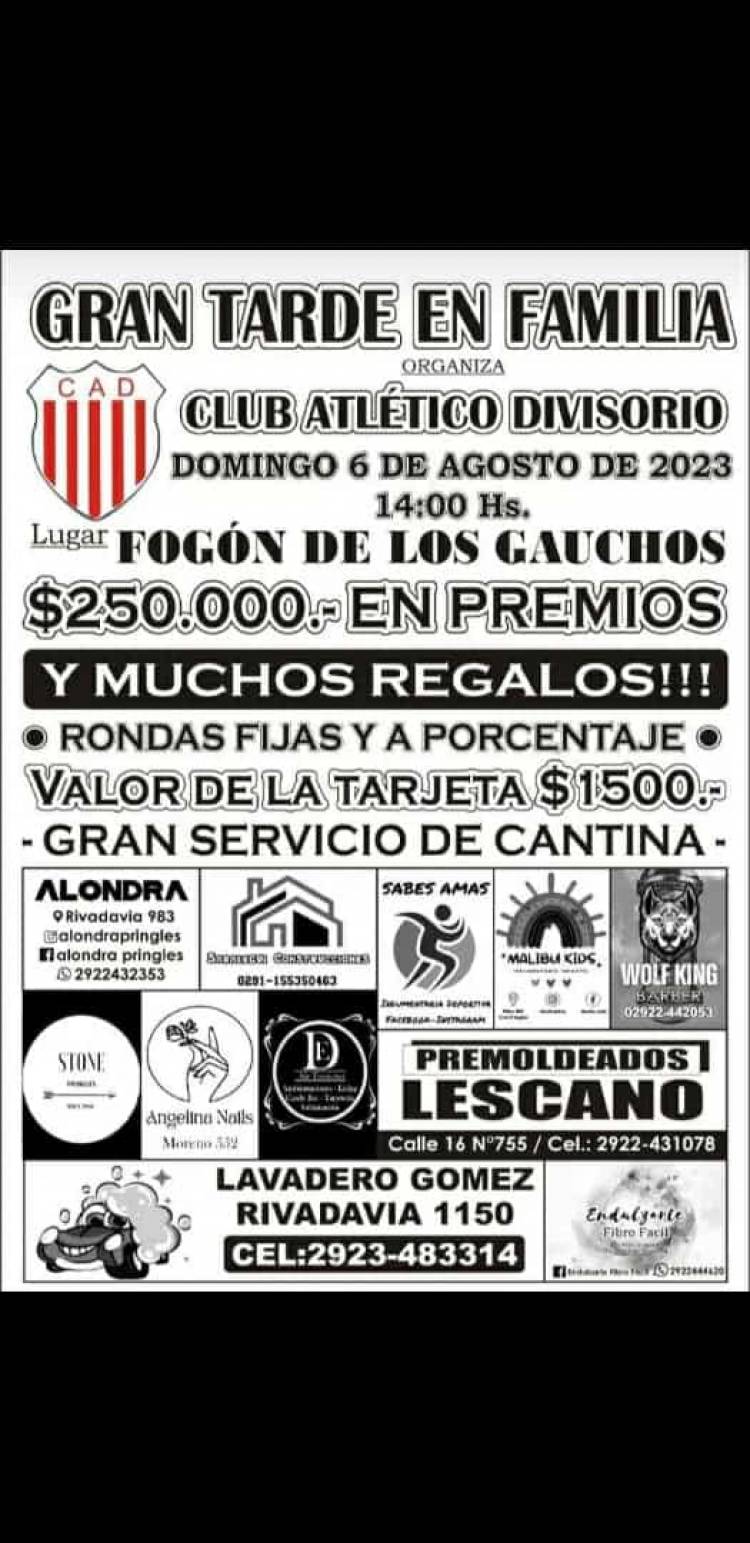 Este domingo: bingo del Club Divisorio
