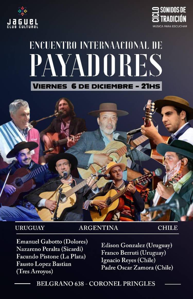 Coronel Pringles será sede del Encuentro Internacional de Payadores