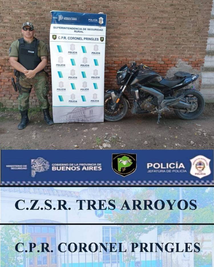 Policía Rural recupera moto que había sido sustraída en la Localidad de Mar Del Plata a mediado del año pasado
