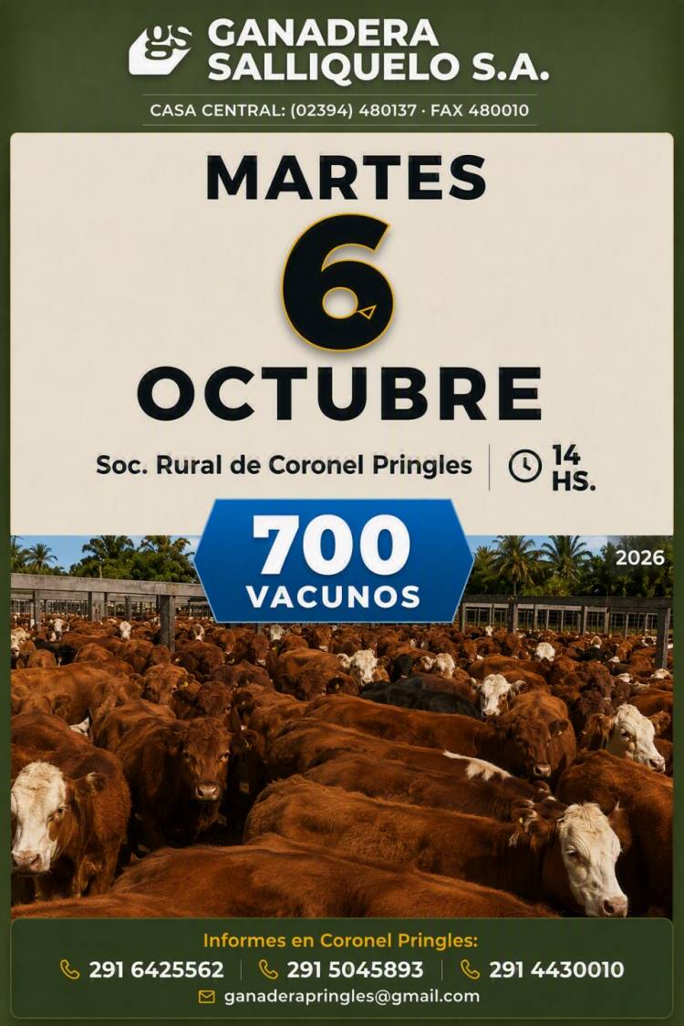 Remate Feria con 700 vacunos